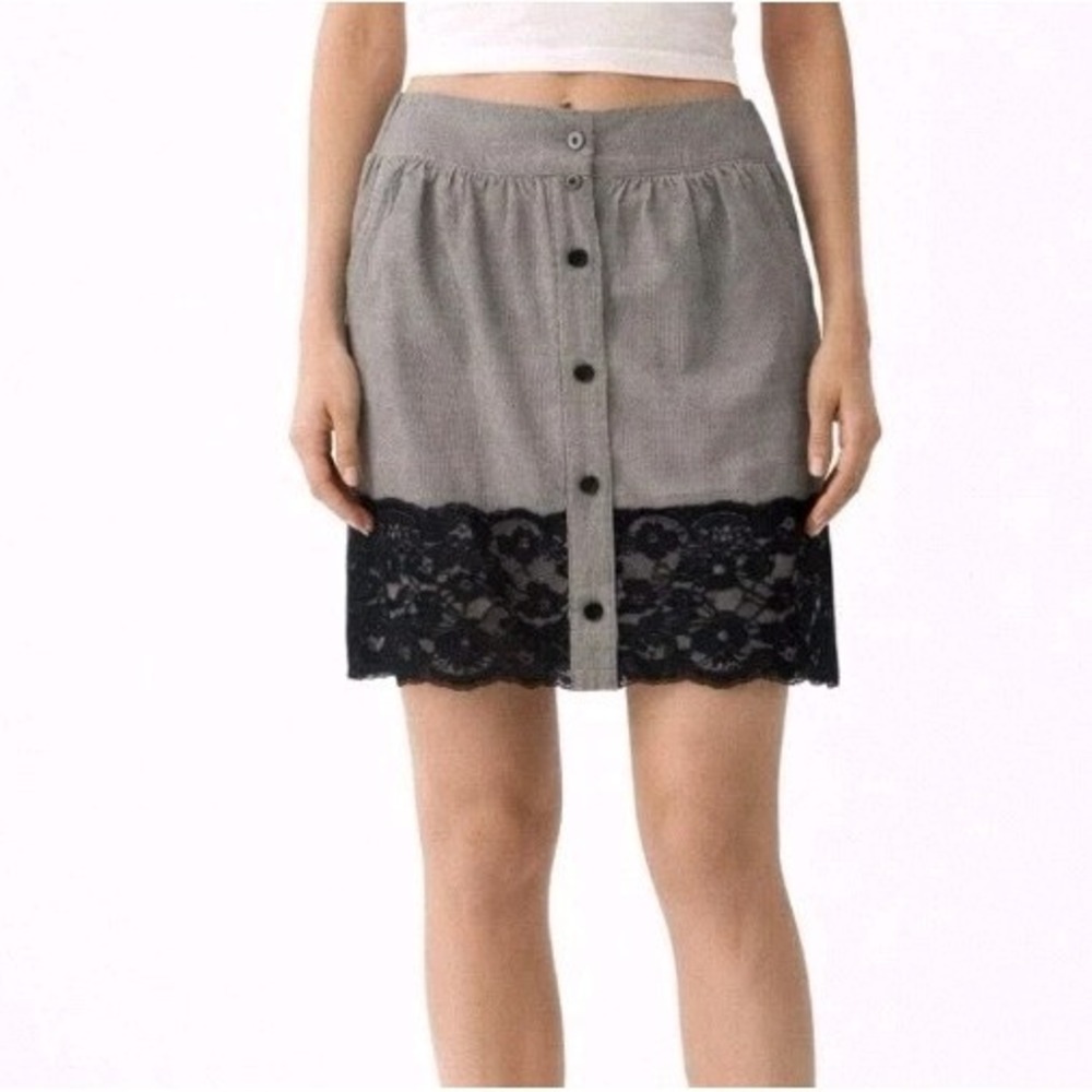Women's LBK Slip On Crochet Lace Cutout Flare Skirt Size Small Mini Coquette